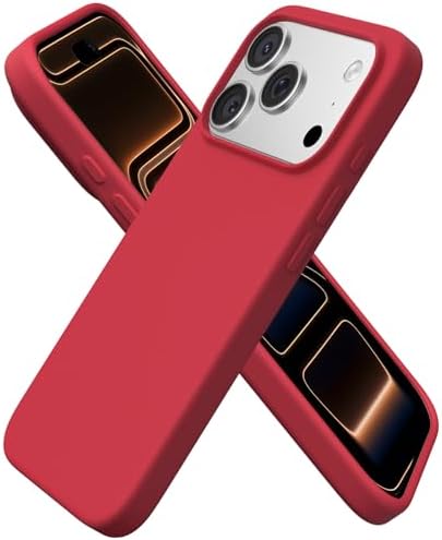 ORNARTO Compatible with iPhone 17 Pro Case 6 3  Slim Liquid Silicone 4 Layers Full Covered Soft Gel Rubber Shockproof Cover  Protective Phone Case for iPhone 17 Pro Orange Amour