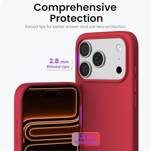 ORNARTO Compatible with iPhone 17 Pro Case 6 3  Slim Liquid Silicone 4 Layers Full Covered Soft Gel Rubber Shockproof Cover  Protective Phone Case for iPhone 17 Pro Orange Amour