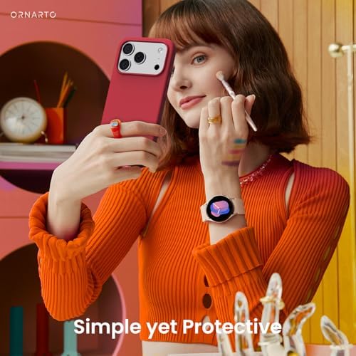 ORNARTO Compatible with iPhone 17 Pro Case 6 3  Slim Liquid Silicone 4 Layers Full Covered Soft Gel Rubber Shockproof Cover  Protective Phone Case for iPhone 17 Pro Orange Amour