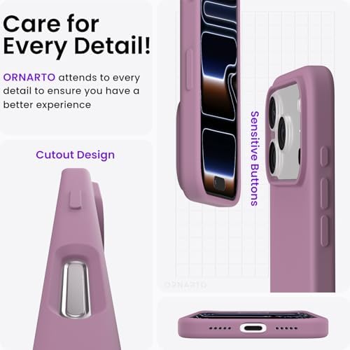 ORNARTO Compatible with iPhone 17 Pro Case 6 3  Slim Liquid Silicone 4 Layers Full Covered Soft Gel Rubber Shockproof Cover  Protective Phone Case for iPhone 17 Pro Orange Amour