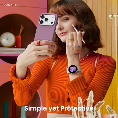 ORNARTO Compatible with iPhone 17 Pro Case 6 3  Slim Liquid Silicone 4 Layers Full Covered Soft Gel Rubber Shockproof Cover  Protective Phone Case for iPhone 17 Pro Orange Amour