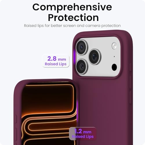 ORNARTO Compatible with iPhone 17 Pro Case 6 3  Slim Liquid Silicone 4 Layers Full Covered Soft Gel Rubber Shockproof Cover  Protective Phone Case for iPhone 17 Pro Orange Amour