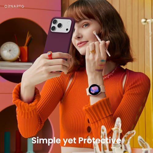 ORNARTO Compatible with iPhone 17 Pro Case 6 3  Slim Liquid Silicone 4 Layers Full Covered Soft Gel Rubber Shockproof Cover  Protective Phone Case for iPhone 17 Pro Orange Amour