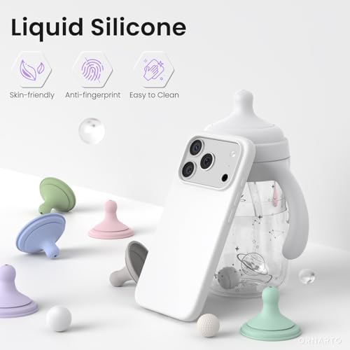 ORNARTO Compatible with iPhone 17 Pro Case 6 3  Slim Liquid Silicone 4 Layers Full Covered Soft Gel Rubber Shockproof Cover  Protective Phone Case for iPhone 17 Pro Orange Amour