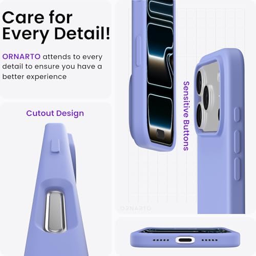 ORNARTO Compatible with iPhone 17 Pro Case 6 3  Slim Liquid Silicone 4 Layers Full Covered Soft Gel Rubber Shockproof Cover  Protective Phone Case for iPhone 17 Pro Orange Amour