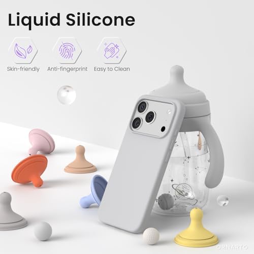 ORNARTO Compatible with iPhone 17 Pro Case 6 3  Slim Liquid Silicone 4 Layers Full Covered Soft Gel Rubber Shockproof Cover  Protective Phone Case for iPhone 17 Pro Orange Amour