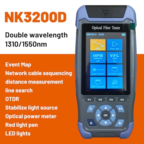OTDR NK 3200D Interface 9 in 1 Function 60KM 1310 1550nm Fiber Optic Tester with SC/FC/ST/LC Adapter with OLS OPM VFL RJ45 Network Testing