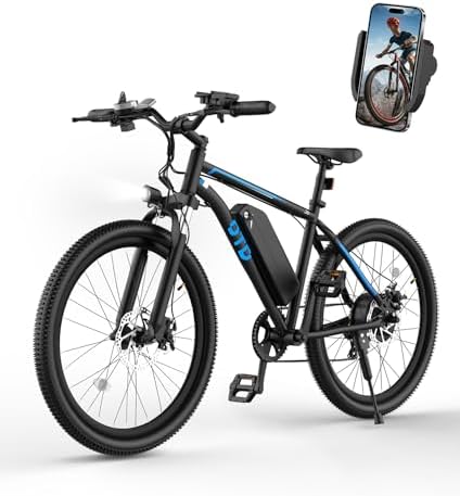 OTD Adults Electric Bike 1200W Peak Electric Bicycles  28MPH 26x2 1 Fast E Bike  60 Miles PAS Range  48V 624Wh Removable Battery 7 Speed E Bicycles with Mobile Phone Holder
