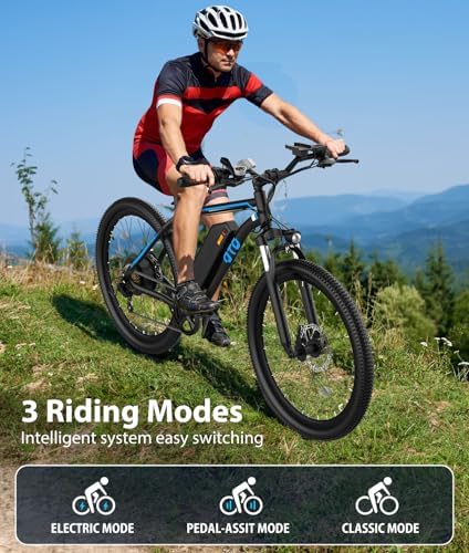 OTD Adults Electric Bike 1200W Peak Electric Bicycles  28MPH 26x2 1 Fast E Bike  60 Miles PAS Range  48V 624Wh Removable Battery 7 Speed E Bicycles with Mobile Phone Holder
