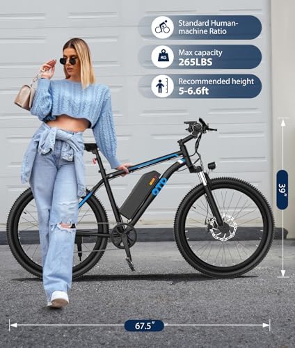 OTD Adults Electric Bike 1200W Peak Electric Bicycles  28MPH 26x2 1 Fast E Bike  60 Miles PAS Range  48V 624Wh Removable Battery 7 Speed E Bicycles with Mobile Phone Holder