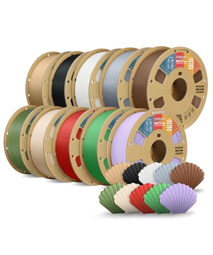 OVERTURE 10KG Bundle Matte PLA 3D Printer Filament 1 75mm  Matt Surface & Low Warping Filament 10 Pack 1kg Spool  2 2 lbs   Fit Most FDM Printers  10 Color 