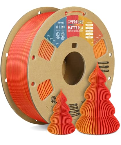 OVERTURE 10KG Bundle Matte PLA 3D Printer Filament 1 75mm  Matt Surface & Low Warping Filament 10 Pack 1kg Spool  2 2 lbs   Fit Most FDM Printers  10 Color 