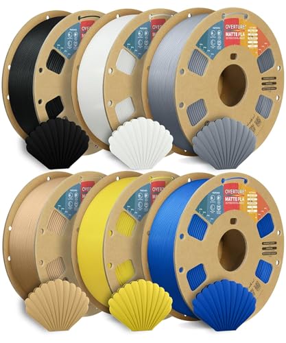 OVERTURE 10KG Bundle Matte PLA 3D Printer Filament 1 75mm  Matt Surface & Low Warping Filament 10 Pack 1kg Spool  2 2 lbs   Fit Most FDM Printers  10 Color 