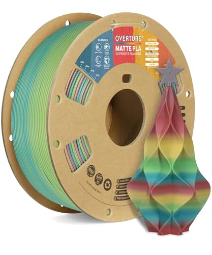 OVERTURE 10KG Bundle Matte PLA 3D Printer Filament 1 75mm  Matt Surface & Low Warping Filament 10 Pack 1kg Spool  2 2 lbs   Fit Most FDM Printers  10 Color 