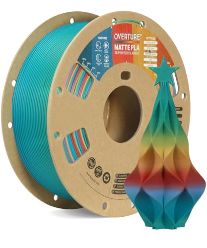OVERTURE 10KG Bundle Matte PLA 3D Printer Filament 1 75mm  Matt Surface & Low Warping Filament 10 Pack 1kg Spool  2 2 lbs   Fit Most FDM Printers  10 Color 
