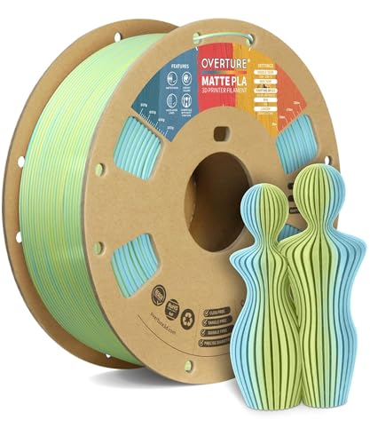 OVERTURE 10KG Bundle Matte PLA 3D Printer Filament 1 75mm  Matt Surface & Low Warping Filament 10 Pack 1kg Spool  2 2 lbs   Fit Most FDM Printers  10 Color 