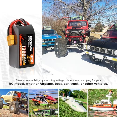 OVONIC 130C 6S 1300mah Lipo Battery 22 2V Pack with XT60 Plug for FPV Racing 2pcs