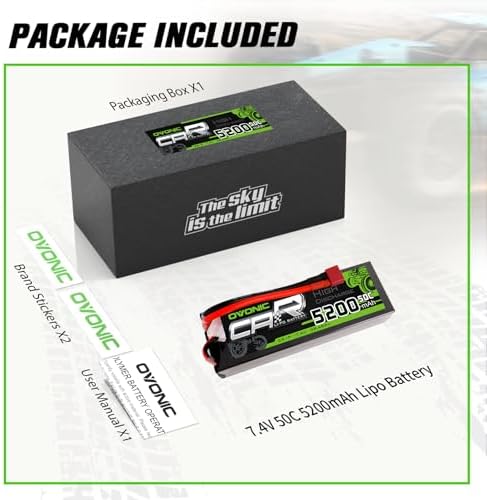 OVONIC 2S Lipo Battery 50C 5200mAh 7 4V Lipo Battery with Dean Style T Connector for 1/8 1/10 RC Car Truck Boat Vehicles
