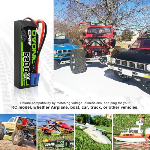 OVONIC 2S Lipo Battery 50C 5200mAh 7 4V Lipo Battery with EC5 Connector for Arrma 1/5 1/8 1/10 RC Car and Truck