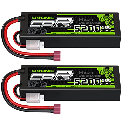 OVONIC 2s Lipo Batería 50C 5200mAh 7.4V Lipo Batería con Dean-Estilo T Conector para Coche Camión Barco Vehículos