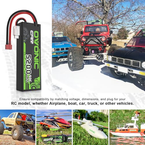 OVONIC 2s Lipo Batería 50C 5200mAh 7.4V Lipo Batería con Dean-Estilo T Conector para Coche Camión Barco Vehículos