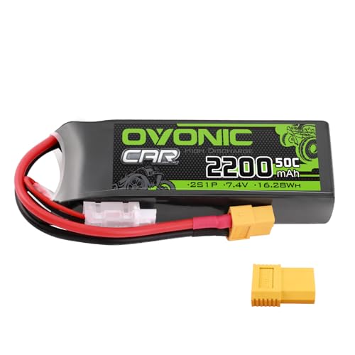 OVONIC 2s Lipo Battery 50C 2200mAh 7 4V Lipo Battery with XT60 TRX Connector for RC Car Truck Boat Airplane Helicopter Quadcopter FPV Racing Drone