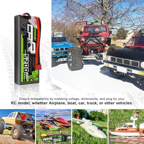 OVONIC 2s Lipo Battery 50C 5200mAh 7 4V Lipo Battery with Dean Style T Connector for Car Truck Boat Vehicles  2 Packs  with Lipo Voltage Checker