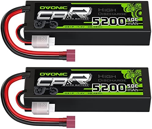 OVONIC 2s Lipo Battery 50C 5200mAh 7 4V Lipo Battery with Dean Style T Connector for Car Truck Boat Vehicles