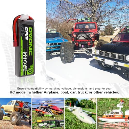 OVONIC 3S Lipo Battery 5200mAh 11 1V 80C RC Battery with Dean Style T Connector for RC Car Boat Truck Helicopter Airplane Racing Models