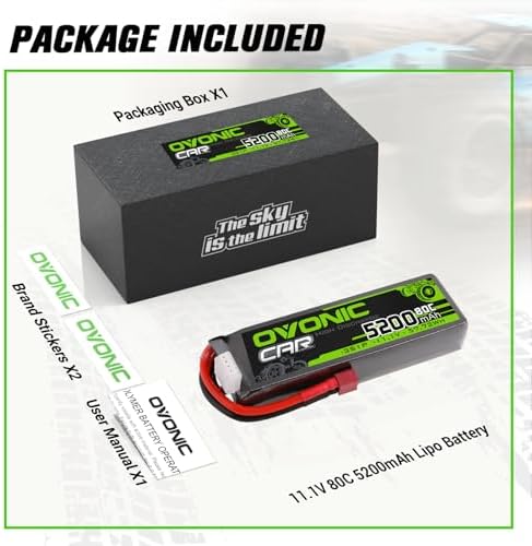 OVONIC 3S Lipo Battery 5200mAh 11 1V 80C RC Battery with Dean Style T Connector for RC Car Boat Truck Helicopter Airplane Racing Models