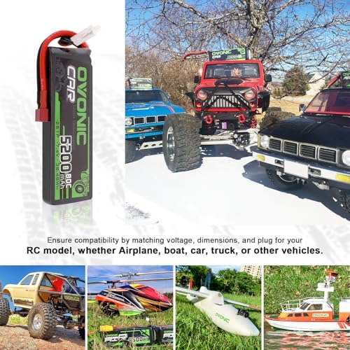 OVONIC 7 4V 2S Lipo Battery 5200mAh 80C Soft Case Battery Dean Style T Plug with Housing for 1/8 1/10 RC Vehicles Car Slash RC Buggy Truggy RC Airplane UAV Drone FPV 2 Pack