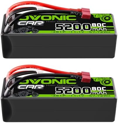 OVONIC Lipo Battery 11 1V 80C 5200mAh 3S Battery with Dean Style T Plug Hardcase Battery for RC Car Boat Truck Helicopter Airplane Racing Models 2 Packs 