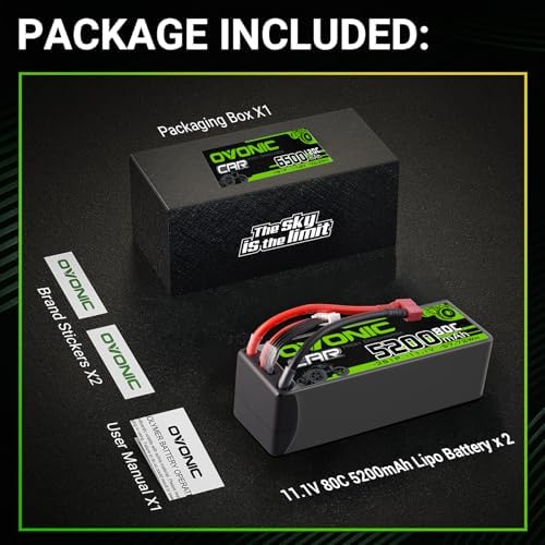 OVONIC Lipo Battery 11 1V 80C 5200mAh 3S Battery with Dean Style T Plug Hardcase Battery for RC Car Boat Truck Helicopter Airplane Racing Models 2 Packs 