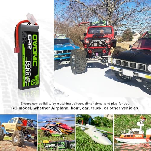 OVONIC Lipo Battery 2S Lipo Battery 7 4V 5200mAh 100C with T Plug Connector for RC Car Truck Vehicle Buggy RC Model 2 Pack