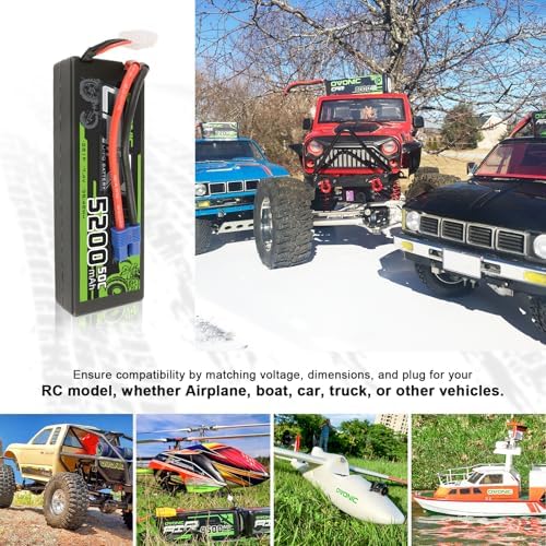 OVONIC Lipo Batería 5200mAh 50C 7.4V 2S RC Batería con conector EC3 para RC Plane DJI Quadcopter RC Avión RC Helicóptero RC Coche Camión Barco 2 piezas (con comprobador de voltaje Lipo)