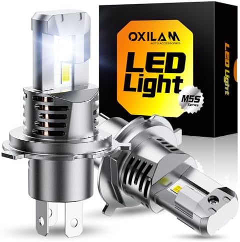 OXILAM H4 9003 HB2 LED Bulbs  1000  Brighter Hi/Low Beam  6500K Cool White  Quick Install with Cooling Fan  70000Hrs  Pack of 2