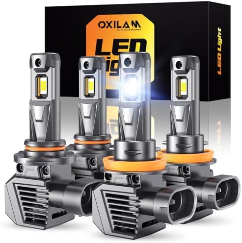 OXILAM H4 9003 HB2 LED Bulbs  1000  Brighter Hi/Low Beam  6500K Cool White  Quick Install with Cooling Fan  70000Hrs  Pack of 2