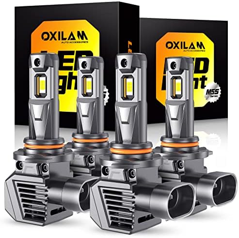 OXILAM H4 9003 HB2 LED Bulbs  1000  Brighter Hi/Low Beam  6500K Cool White  Quick Install with Cooling Fan  70000Hrs  Pack of 2