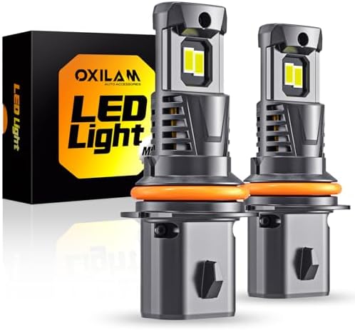 OXILAM H4 9003 HB2 LED Bulbs  1000  Brighter Hi/Low Beam  6500K Cool White  Quick Install with Cooling Fan  70000Hrs  Pack of 2