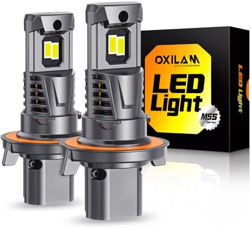 OXILAM H4 9003 HB2 LED Bulbs  1000  Brighter Hi/Low Beam  6500K Cool White  Quick Install with Cooling Fan  70000Hrs  Pack of 2