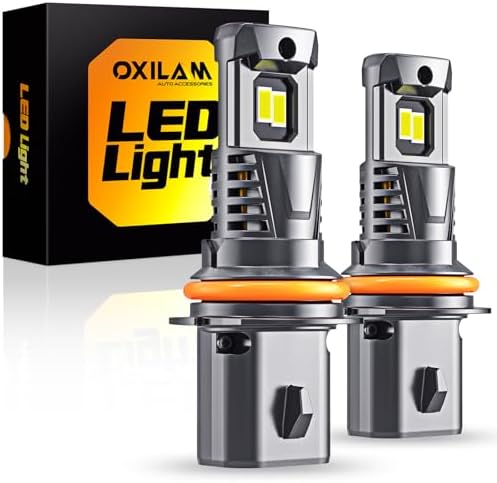 OXILAM H4 9003 HB2 LED Bulbs  1000  Brighter Hi/Low Beam  6500K Cool White  Quick Install with Cooling Fan  70000Hrs  Pack of 2