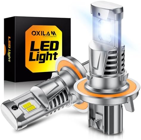 OXILAM H4 9003 HB2 LED Bulbs  1000  Brighter Hi/Low Beam  6500K Cool White  Quick Install with Cooling Fan  70000Hrs  Pack of 2