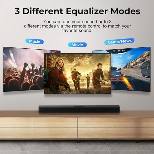 OXS S3 Sound Bars for TV  Home Theater Audio with Dynamic Bass  3D Surround Sound System TV Sound Bar  TV Speakers  Bluetooth 5 0/Aux/Optical/Coaxial  80 Watt  3Eqs  Wall Mountable  Black