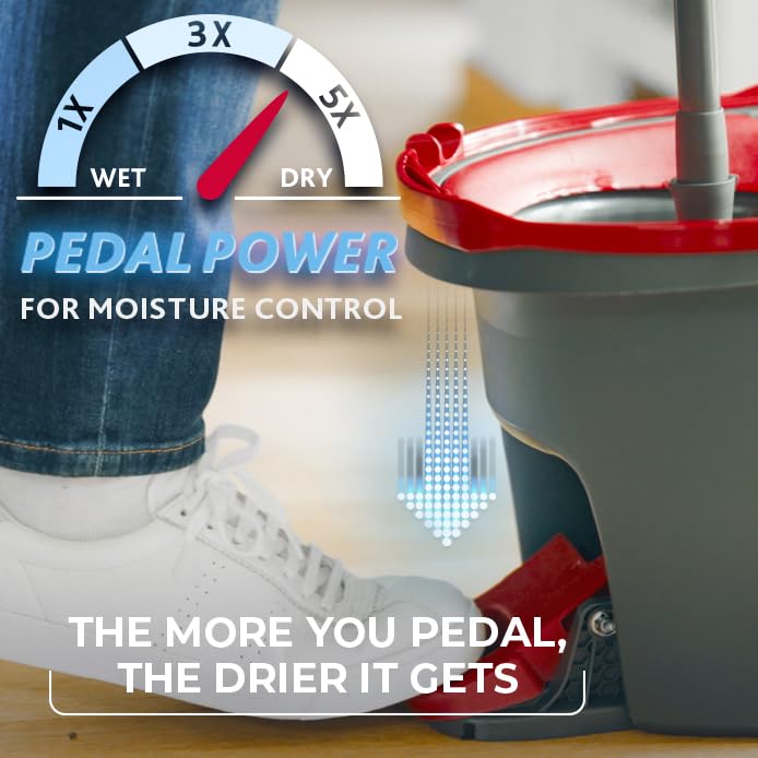 O Cedar EasyWring Microfiber Spin Mop  Bucket Floor Cleaning System  Red  Gray  Standard