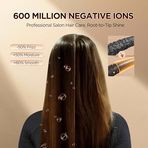 O H B 5 in 1 Air Wrap Hair Styler   High Speed Hair Dryer Brush  Hot Air Styler with Fast Drying  No Heat Damage & Ionic Multi Styler Dryer Brush for Volumize  Curl  Straighten  Frizz Free  Black Gold