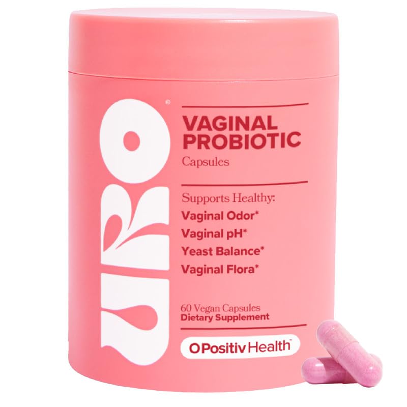 URO Vaginal Probiotics para la salud vaginal de las mujeres, equilibrio del pH, mezcla de prebióticos y probióticos Lactobacillus, promueve el olor y flora vaginal saludable, 60 cápsulas, (1 unidad)