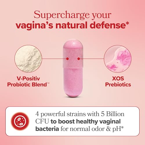 URO Vaginal Probiotics para la salud vaginal de las mujeres, equilibrio del pH, mezcla de prebióticos y probióticos Lactobacillus, promueve el olor y flora vaginal saludable, 60 cápsulas, (1 unidad)
