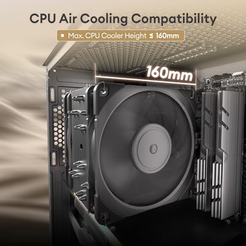 Caja de PC ATX de madera de roble, 4 ventiladores de caja no PWM de 4.724 in de 3 pines preinstalados, puerto tipo C, panel lateral de vidrio templado, caja negra de computadora de media torre, Cypress 5 AIR