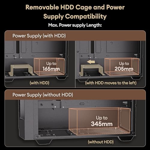Caja de PC ATX de madera de roble, 4 ventiladores de caja no PWM de 4.724 in de 3 pines preinstalados, puerto tipo C, panel lateral de vidrio templado, caja negra de computadora de media torre, Cypress 5 AIR