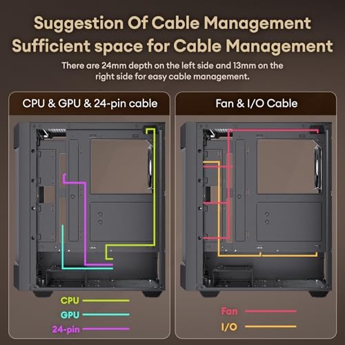 Caja de PC ATX de madera de roble, 4 ventiladores de caja no PWM de 4.724 in de 3 pines preinstalados, puerto tipo C, panel lateral de vidrio templado, caja negra de computadora de media torre, Cypress 5 AIR